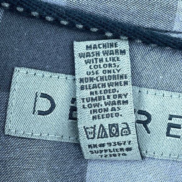 Decree Shirt Mens Large Black Grey Plaid Button Up Roll Tab Sleeve Pockets - Picture 10 of 10